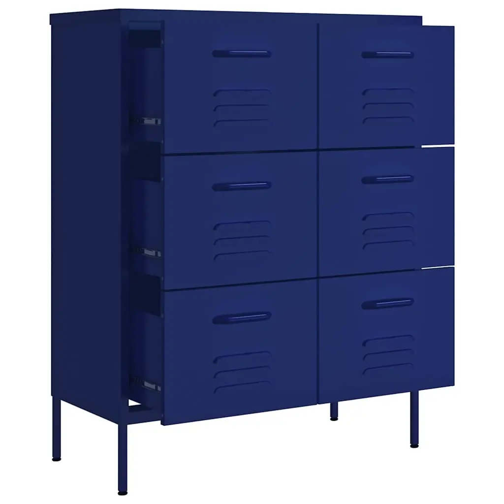 Storage Cabinet Bedroom Living Room 6 Drawer Chest Navy Blue