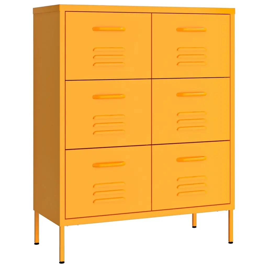 Drawer Cabinet Yellow Storage Chest Bedroom 6 Drawers Steel Organiser