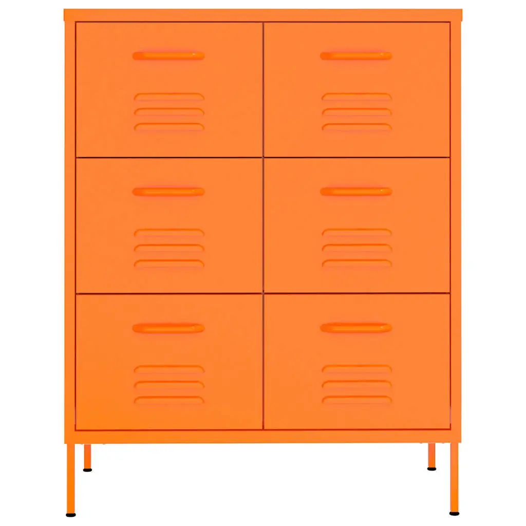 Storage Cabinet for Home 80 x 35 x 101.5 cm Orange Steel Organizer Unit with 6 Drawers