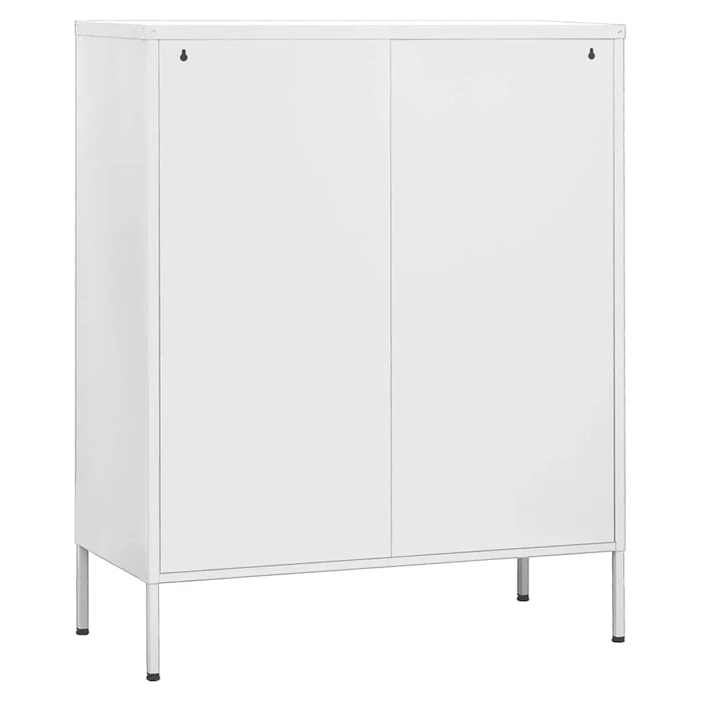 Storage Cabinet Home Furniture White Steel Frame 2 Mesh Doors Adjustable Shelves 80W x 35D x 1015H cm