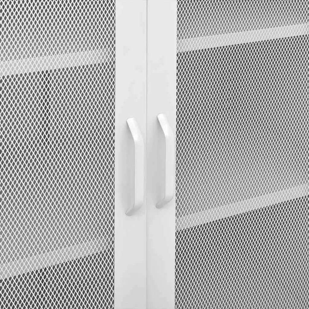 Storage Cabinet Home Furniture White Steel Frame 2 Mesh Doors Adjustable Shelves 80W x 35D x 1015H cm