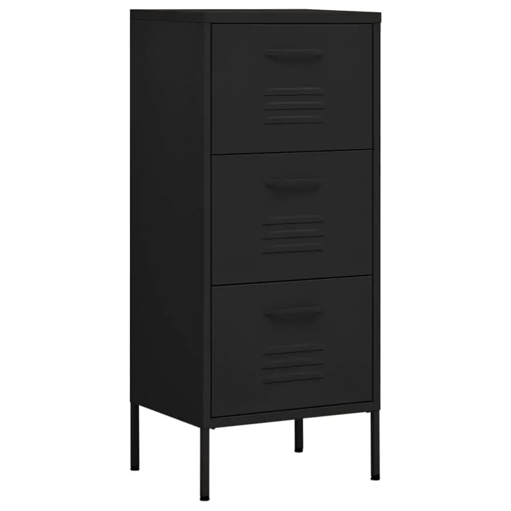 Storage Cabinet Black Steel Frame Organiser Unit Home Furniture 42.5W x 35D x 101.5H cm