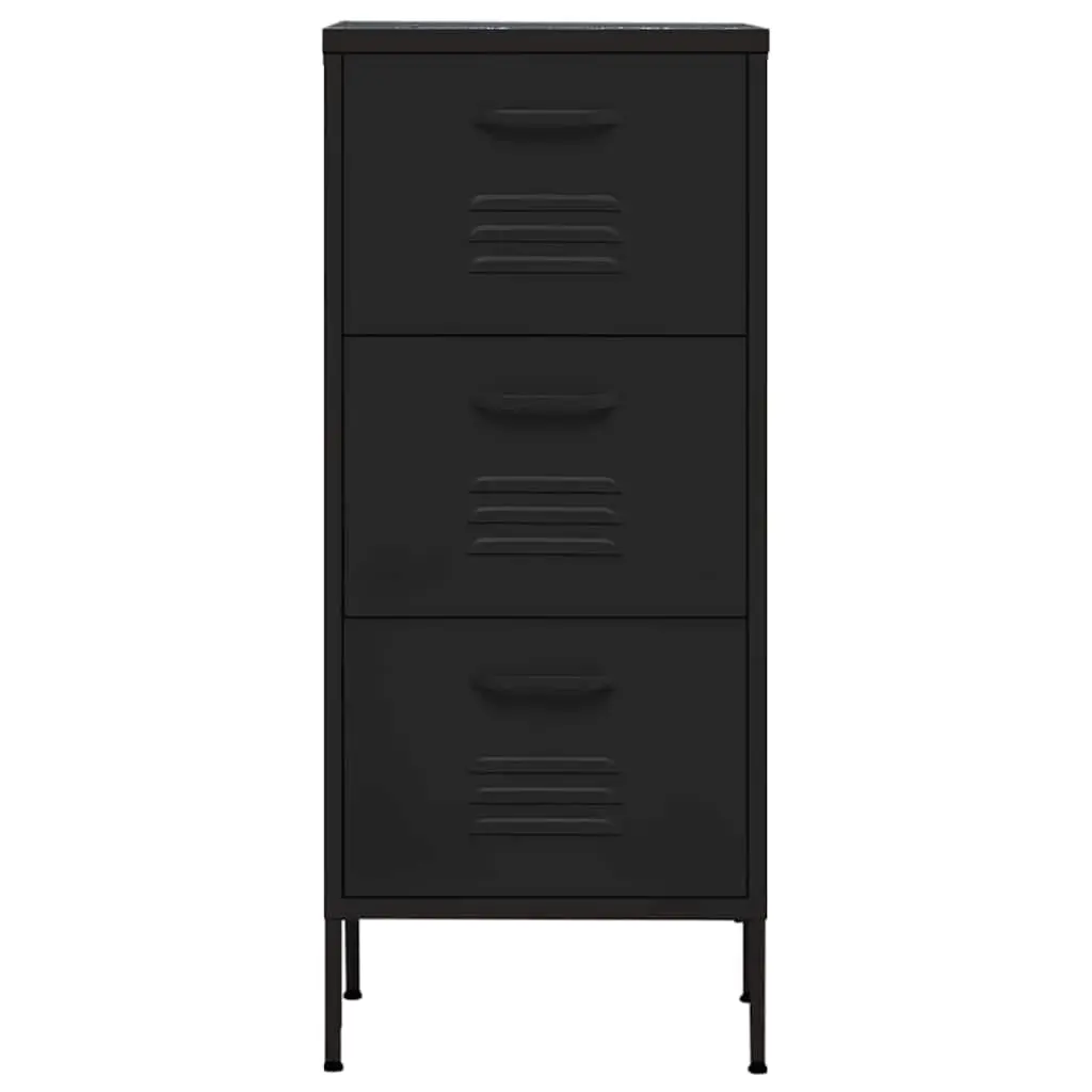 Storage Cabinet Black Steel Frame Organiser Unit Home Furniture 42.5W x 35D x 101.5H cm