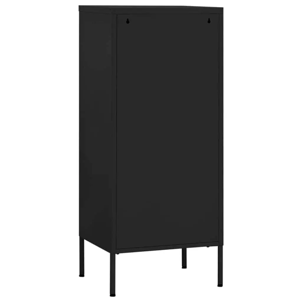 Storage Cabinet Black Steel Frame Organiser Unit Home Furniture 42.5W x 35D x 101.5H cm