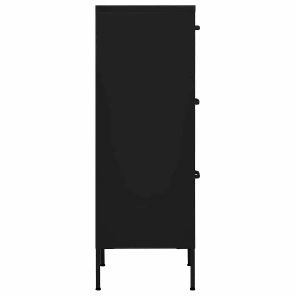 Storage Cabinet Black Steel Frame Organiser Unit Home Furniture 42.5W x 35D x 101.5H cm