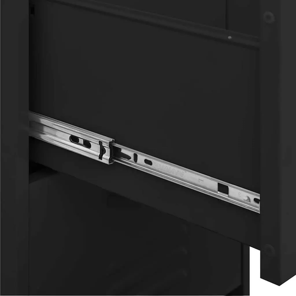 Storage Cabinet Black Steel Frame Organiser Unit Home Furniture 42.5W x 35D x 101.5H cm