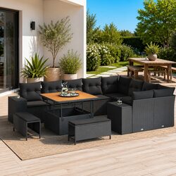 Modular Outdoor Sofa Set Specifications: 12 pcs, Black