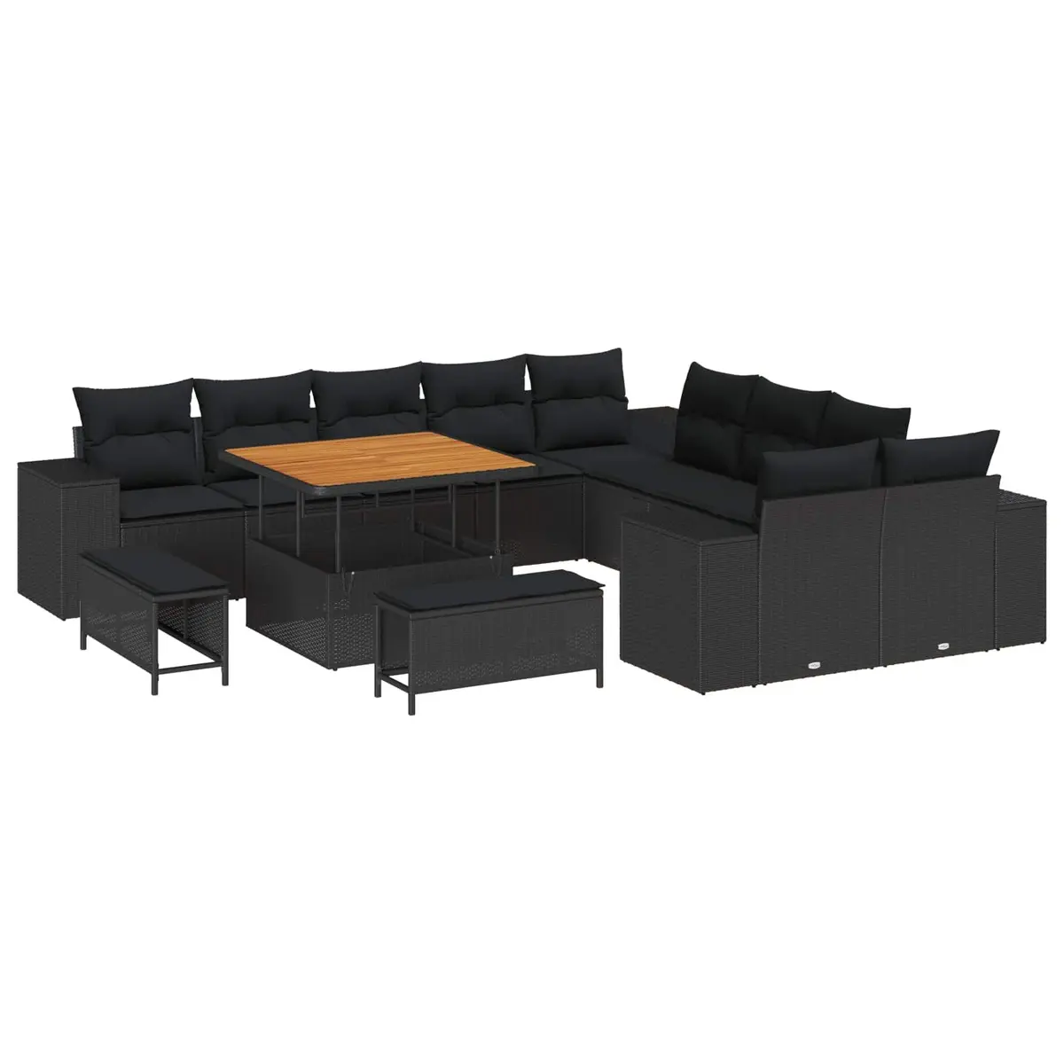 Garden Sofa Set Modular Outdoor Furniture Black 13 Pieces
