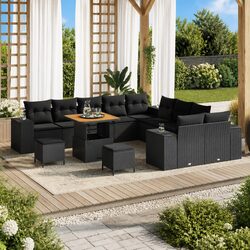 Modular Garden Sofa Set 13pcs Black Poly Rattan Furniture