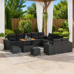 Garden Sofa Set 13 pcs Modular Outdoor Furniture Black Poly Rattan with Cushions