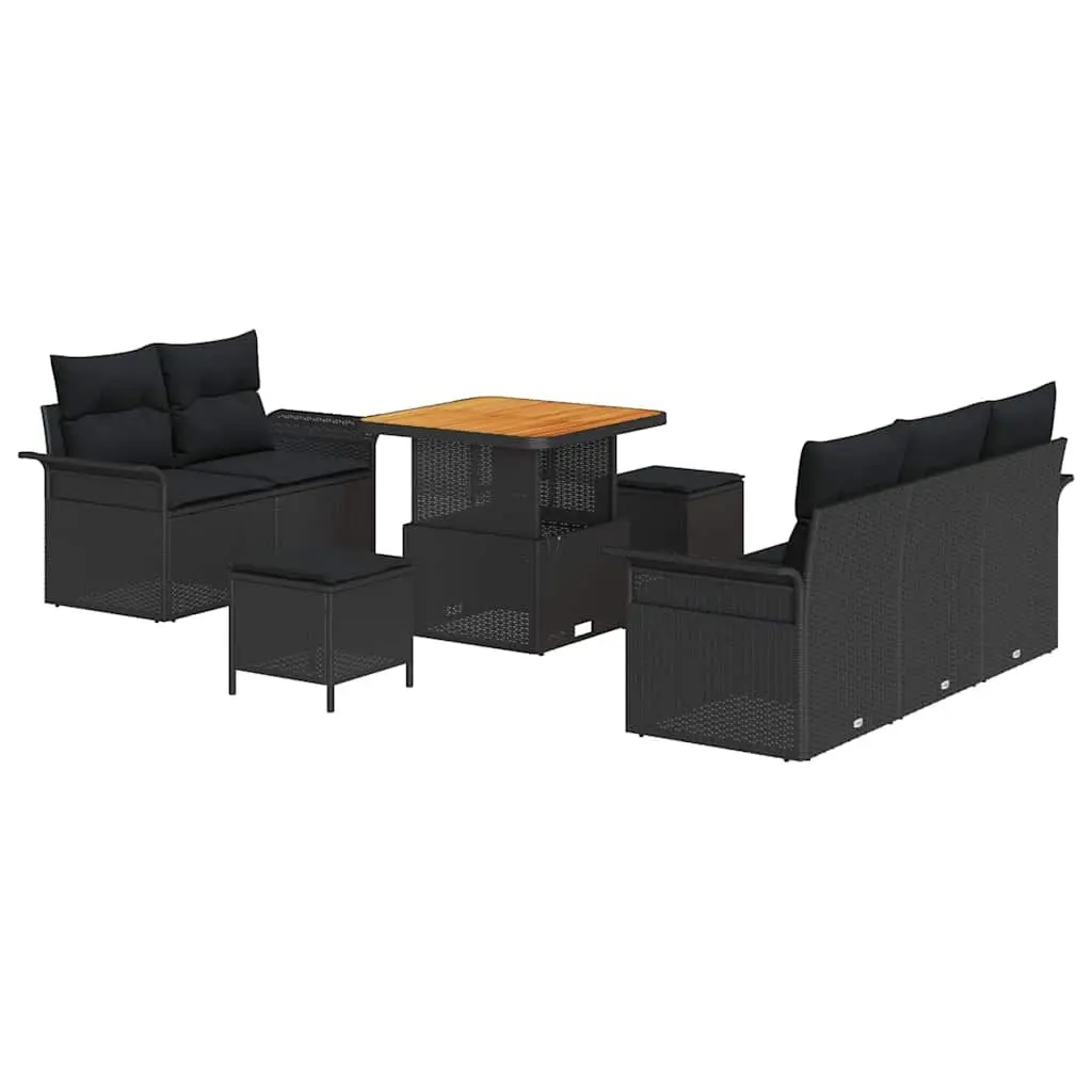 8-Piece Black Modular Outdoor Sofa Set