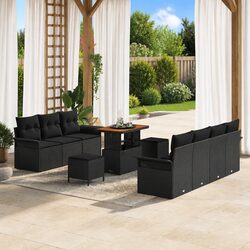 Specifications of 10-Piece Black Poly Rattan Garden Sofa Set