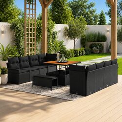 Black Modular Lounge Furniture Set - 11 Pieces