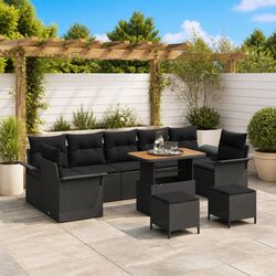 10-Piece Modular Garden Sofa Set - Black & Weather-Resistant
