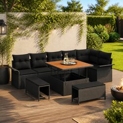Specifications of Black 9 pcs Outdoor Sofa Set