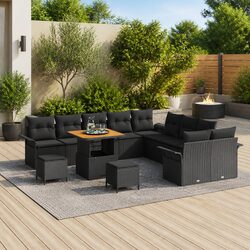 Garden Sofa Set 13 pcs Outdoor Furniture Black Poly Rattan Modular Lounge