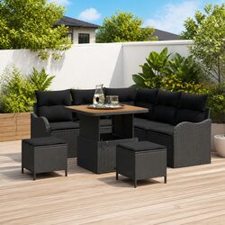 8-Piece Modular Black Rattan Sofa Set Specifications