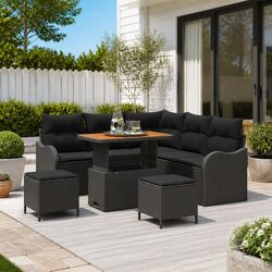 Detailed Specs for an 8-Piece Garden Sofa Set in Black
