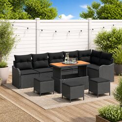 Durable 10-Piece Outdoor Sofa Set with Poly Rattan