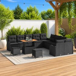 Garden Sofa Set Specifications: 13 pcs, Black, Height-Adjustable