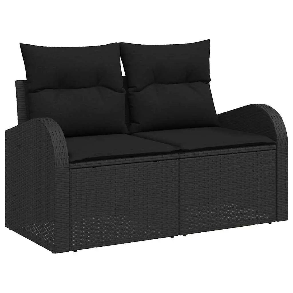 Garden Sofa Set 9 Piece Outdoor Furniture Black Poly Rattan Modular Patio Lounge