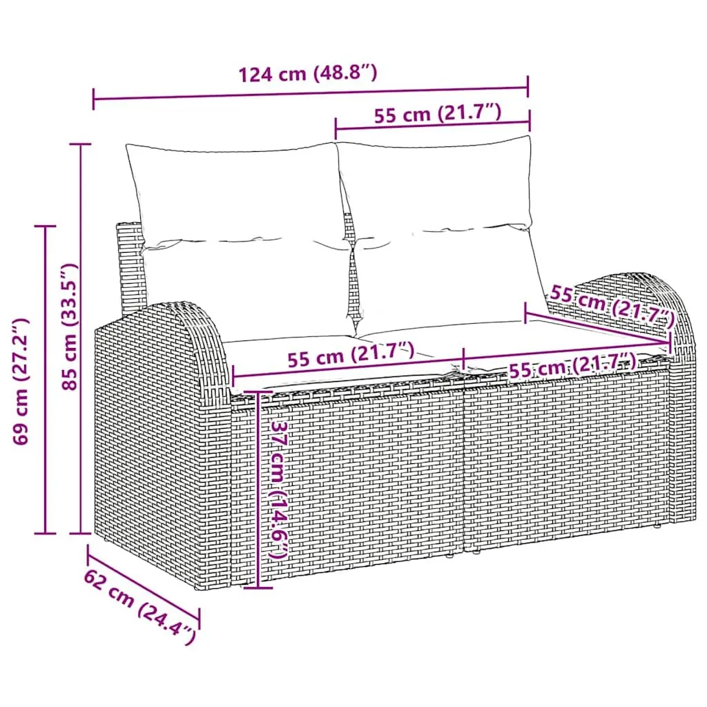 Garden Sofa Set 9 Piece Outdoor Furniture Black Poly Rattan Modular Patio Lounge