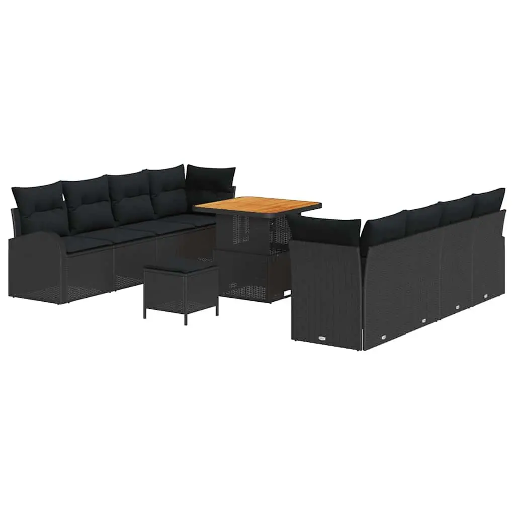Garden Sofa Set Outdoor Furniture 11 Piece Black Rattan Cushion Patio Lounge