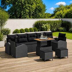 Garden Sofa Set 10 Piece Outdoor Furniture Poly Rattan Modular Lounge Cushion