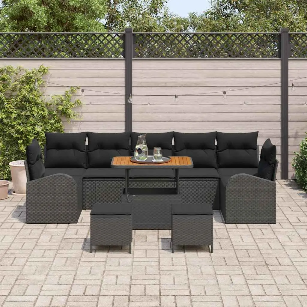 Garden Sofa Set Outdoor Furniture 10 Piece Modular Poly Rattan Lounge Cushion