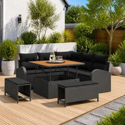 Specifications of Black Modular 8-Piece Garden Sofa Set