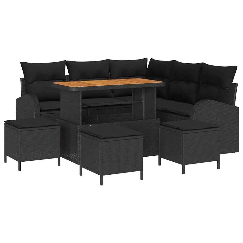 Garden Sofa Set 9 Pieces Black Poly Rattan Outdoor Furniture Patio Lounge