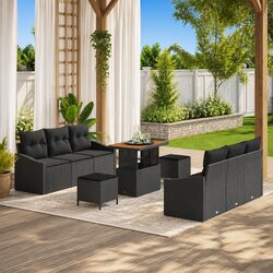 Specifications of 9-Piece Black Modular Garden Sofa Set