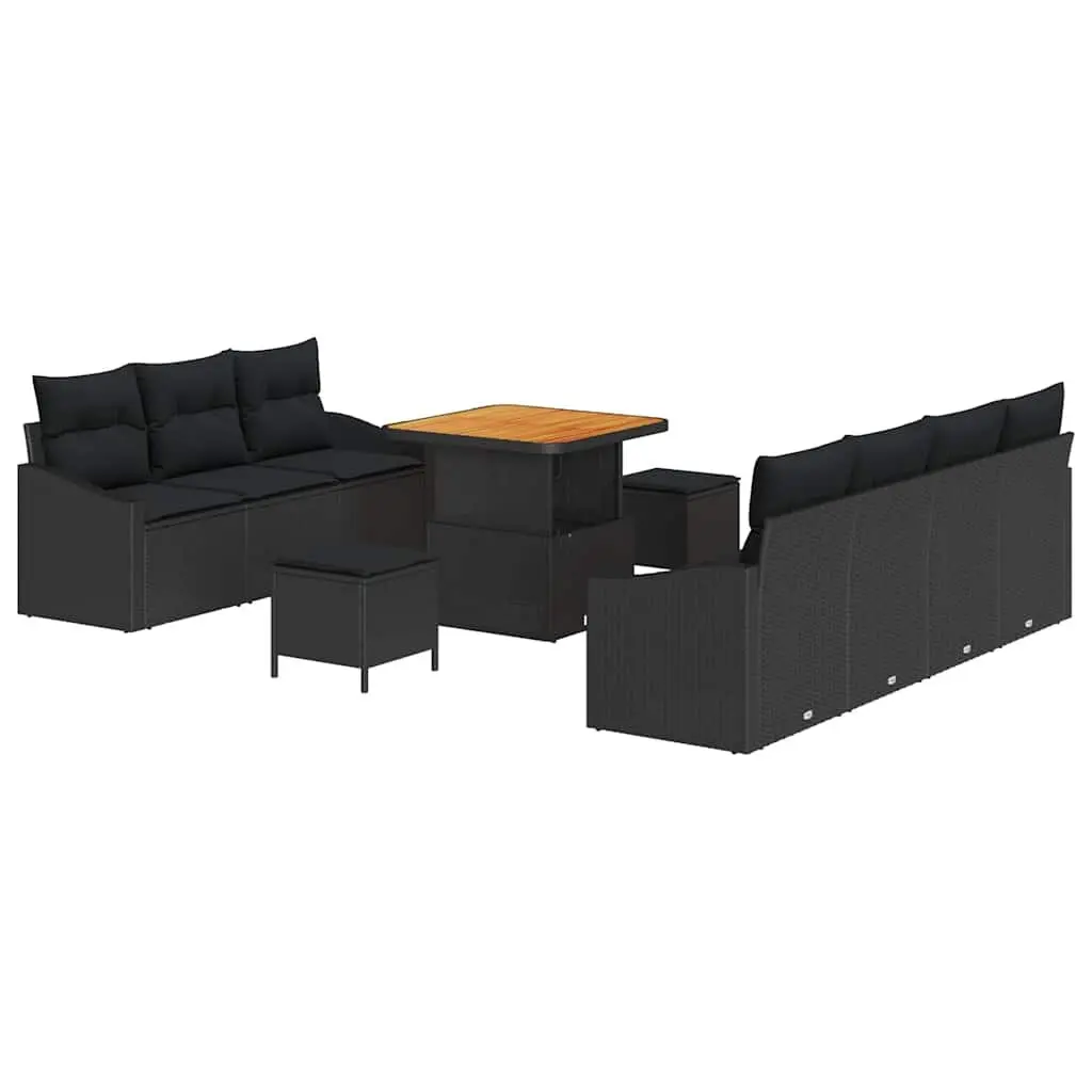 Outdoor Garden Sofa Set 10-Piece Modular Patio Furniture with Cushions Black