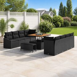 Factual 11-Piece Black Garden Sofa Set with Specifications