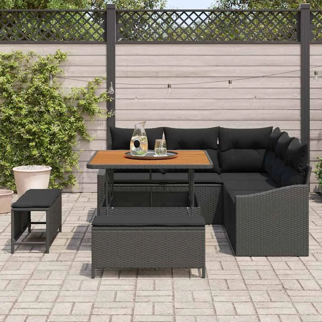 Outdoor Garden Sofa Set 8 Piece Modular Poly Rattan Sectional Furniture with Cushions