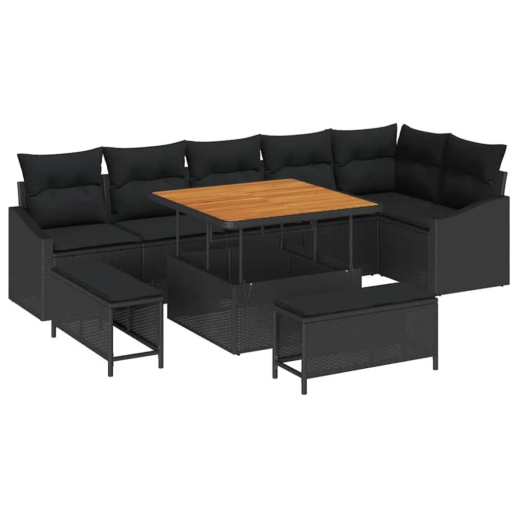 Garden Sofa Set 9 pcs Outdoor Furniture Poly Rattan Modular Patio Lounge with