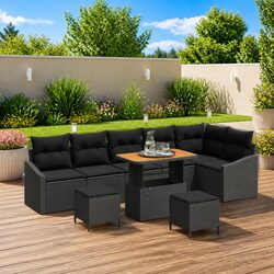 Specifications for 9-Piece Black Garden Sofa Set