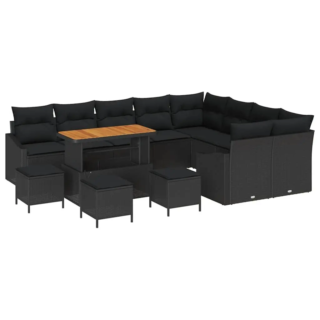 Garden Sofa Set Outdoor Furniture Modular 13 Pieces Black