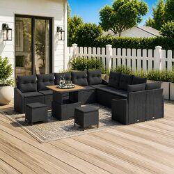 Detailed Specs: 13-Piece Modular Sofa Set in Black