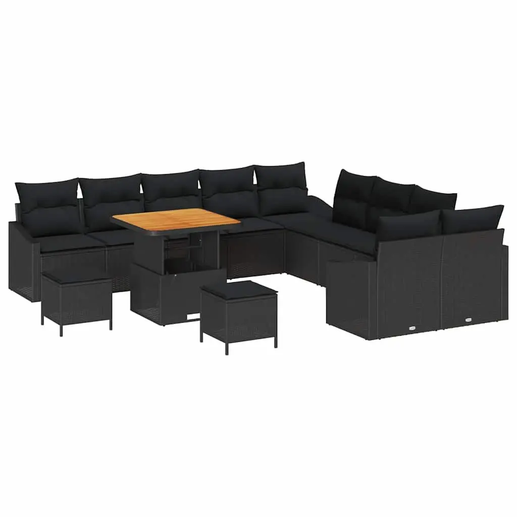 Garden Sofa Set 13 pcs Black Outdoor Furniture Poly Rattan Modular Lounge with