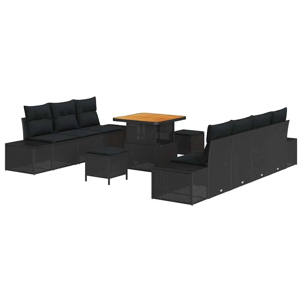 Outdoor Garden Sofa Set 10pc Modular Lounge Furniture Black Poly Rattan with