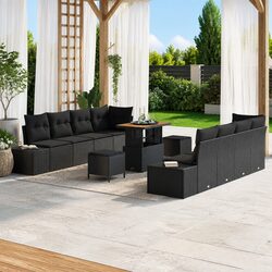Specifications of 11 Piece Black Poly Rattan Sofa Set