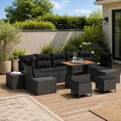 Specifications of Black Poly Rattan 10-Piece Garden Sofa Set