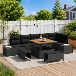 9-Piece Modular Garden Sofa Set: Dimensions & Materials