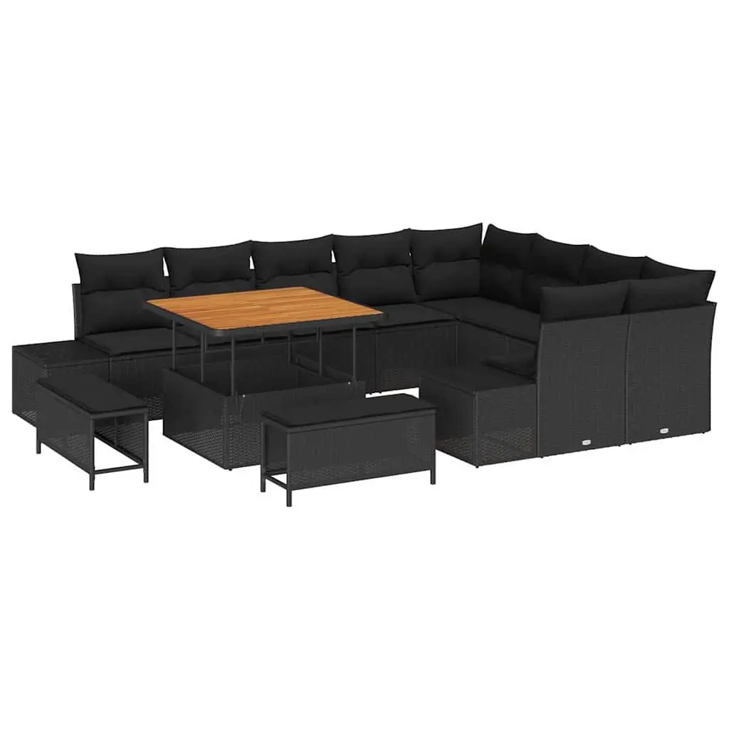 Outdoor Garden Sofa Set 12 Piece Black Poly Rattan Modular Furniture Lounge