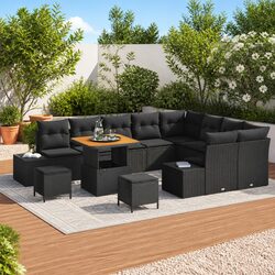 Factual Overview: 12-Piece Garden Sofa Set in Black