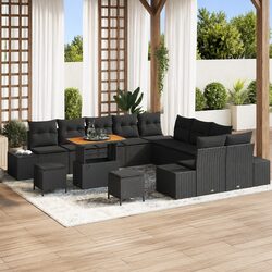 Garden Sofa Set 13 Pieces Black Poly Rattan Outdoor Furniture Patio Seating