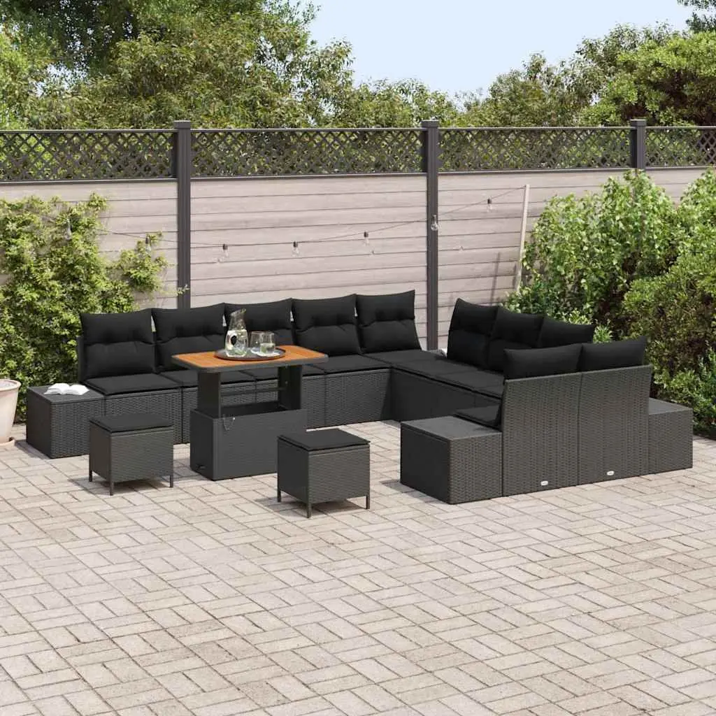 13-Piece Black Outdoor Sofa Set