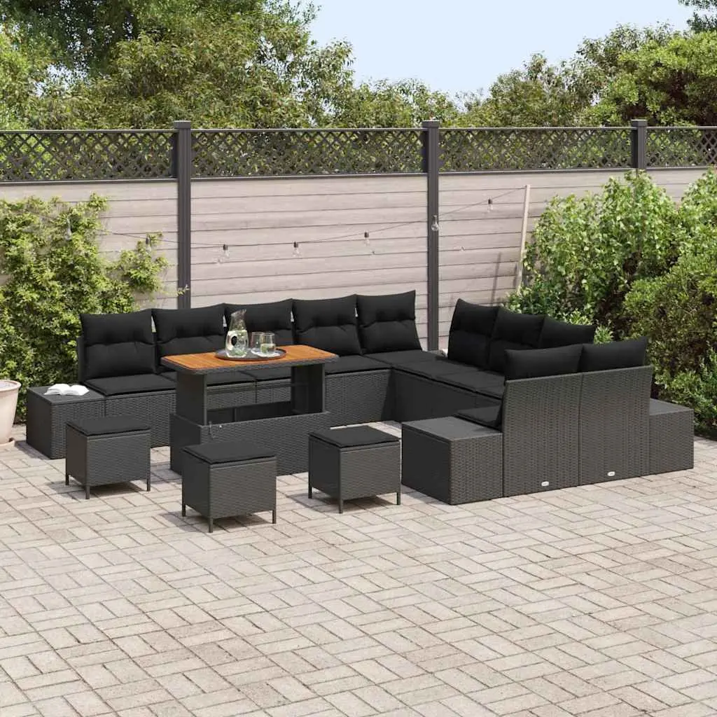 14-Piece Garden Sofa Set in Black