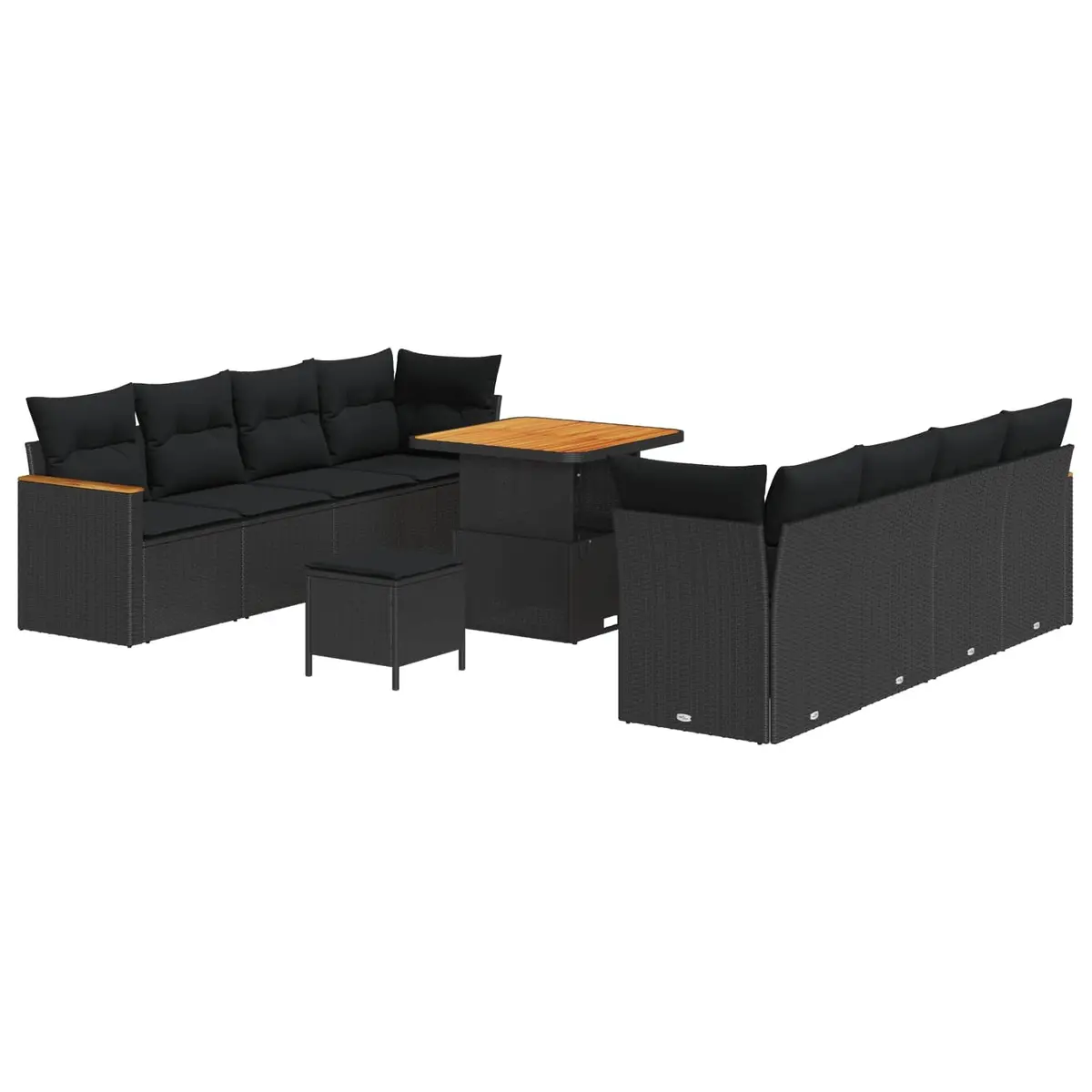 Garden Sofa Set 11 Pieces Outdoor Furniture Modular Poly Rattan Black